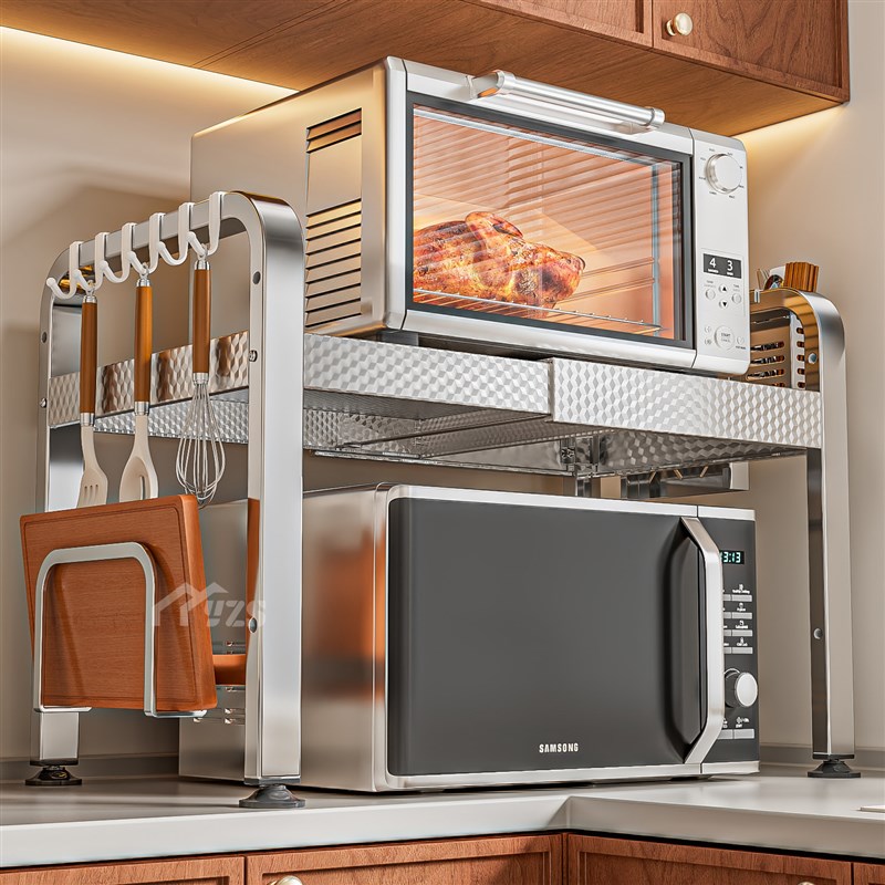 201不锈钢e厨房微波炉置物架多功能支架多层烤箱台面电饭煲收纳架