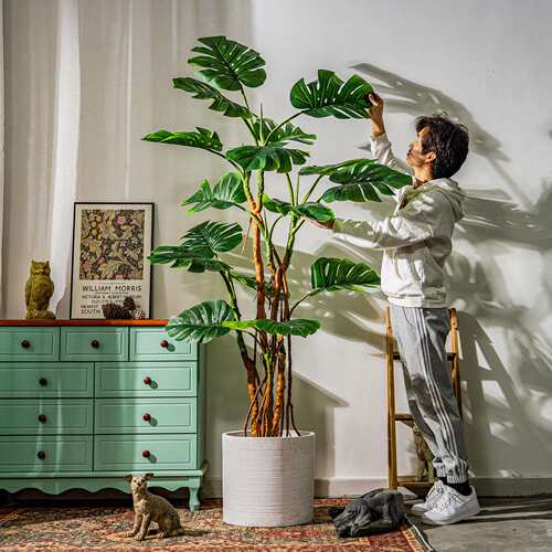 新款大型龟背竹仿真植物 假树室内客厅落地仿生绿植盆栽 装饰摆件