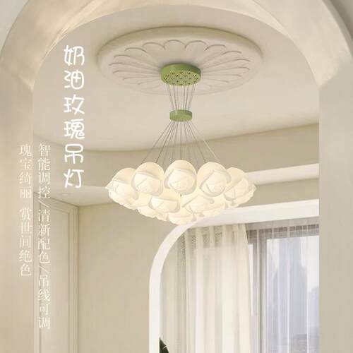 田园奶油风吊灯 玫瑰花蕾吊灯 客厅吊灯 餐厅吊灯 房间led吊线灯