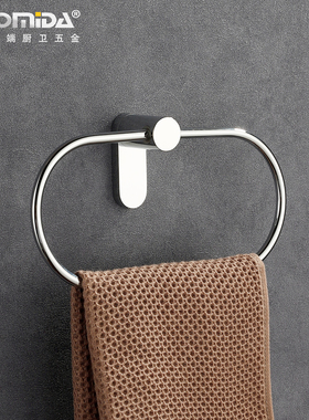 全铜毛巾环卫生间擦手毛巾架圆环浴室圆形拉环北欧毛巾挂环免打孔