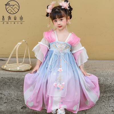 女童汉服超仙襦裙中式夏装儿童中国风唐装女孩国学花神演出服古装