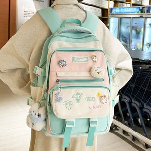高颜值多巴胺书包初中女生可爱背包小学生五六年级女大容量双肩包