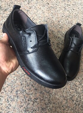 新款纯手工外贸牛皮男士真皮圆头休闲舒适橡胶软系带商务黑色皮鞋