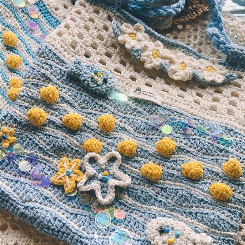 《小鱼的梦幻之旅》海底世界 diy材料包编织斜挎包单肩包毛线,服饰配件/皮带/帽子/围巾,DIY编织材料包,淘宝优惠券,粉丝福利购,淘宝优惠卷