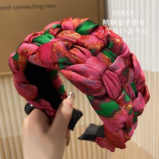 夏季 编织发箍高级感碎花发卡高颅顶宽边发捆洗脸压发头箍头饰 新款