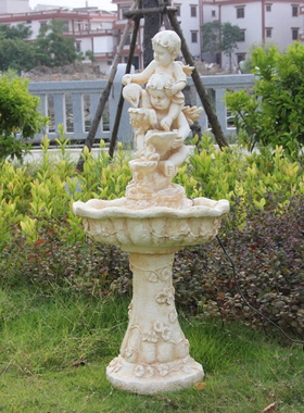 欧式人物流水喷泉婚礼装饰客厅天使雕塑落地鱼池庭院创意水景摆件