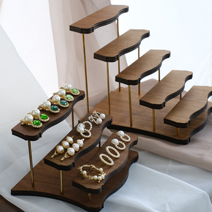首饰展示架中式复古阶梯式展台手办模型陈列架首饰化妆品收纳架