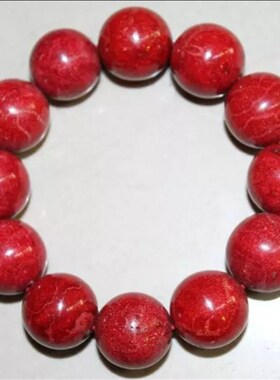 印尼红色珠母贝手串 原始珊瑚贝 民族风珊瑚服饰配搭收藏手串