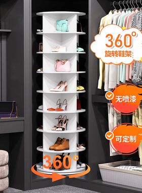 旋转鞋柜圆形家用多层鞋架省空间展示架门口置物架包包收纳架子