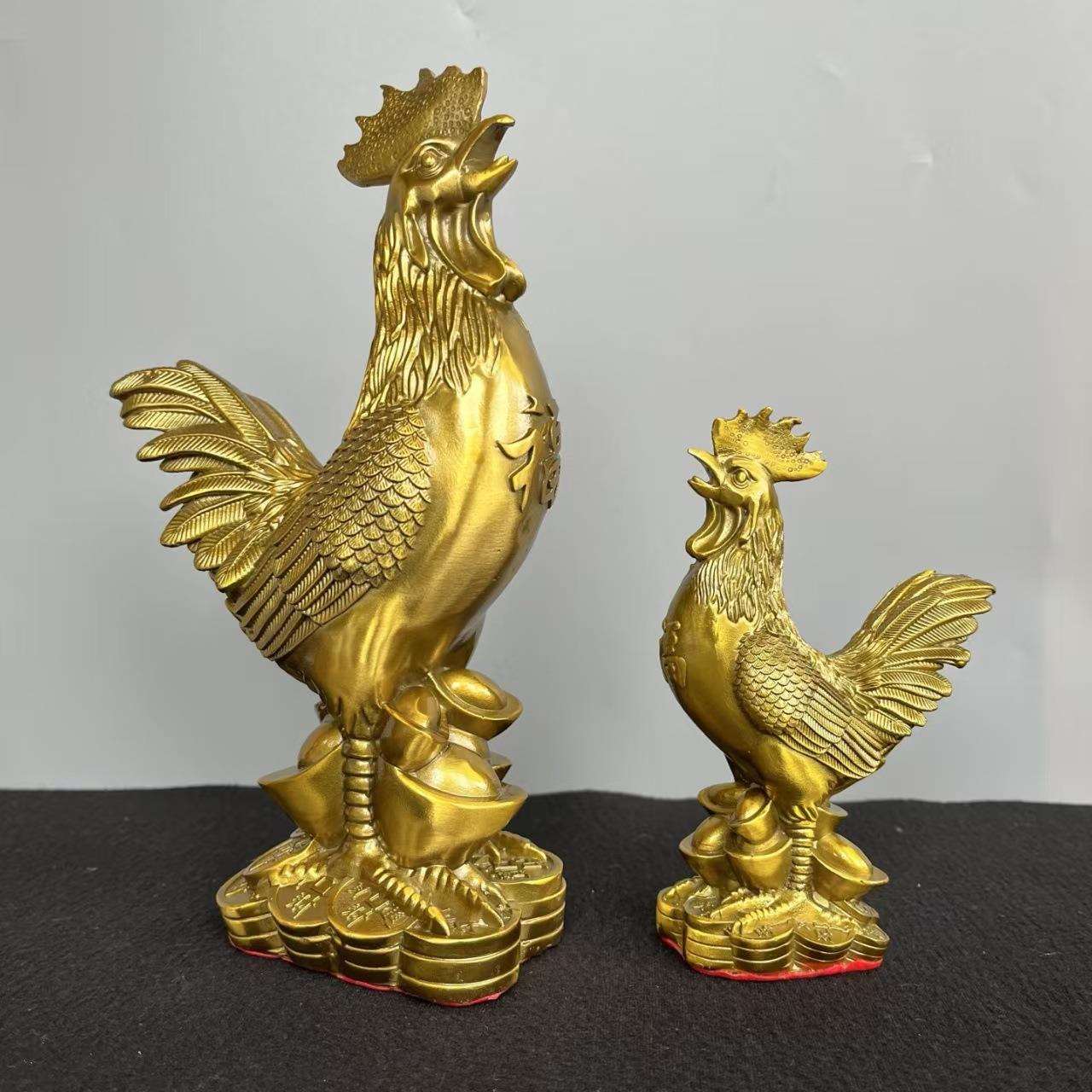 新款金鸡摆件招财鸡仿真大公鸡如意铁公鸡元宝家居客厅玄关装饰品