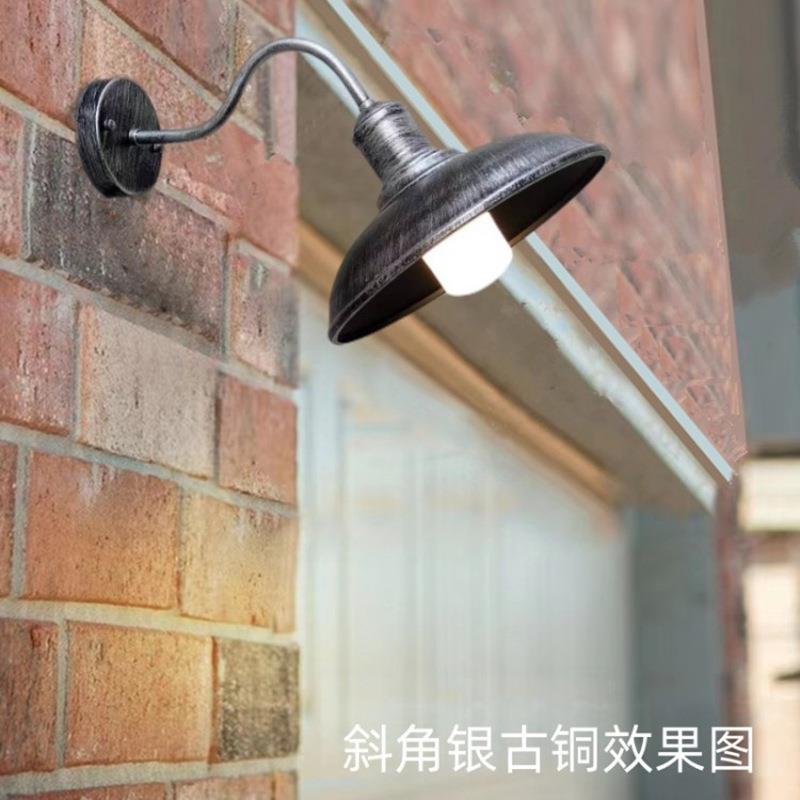 美式复古LOFT工业风阳台庭院灯别墅锅盖壁灯铁艺墙灯过道走廊壁灯