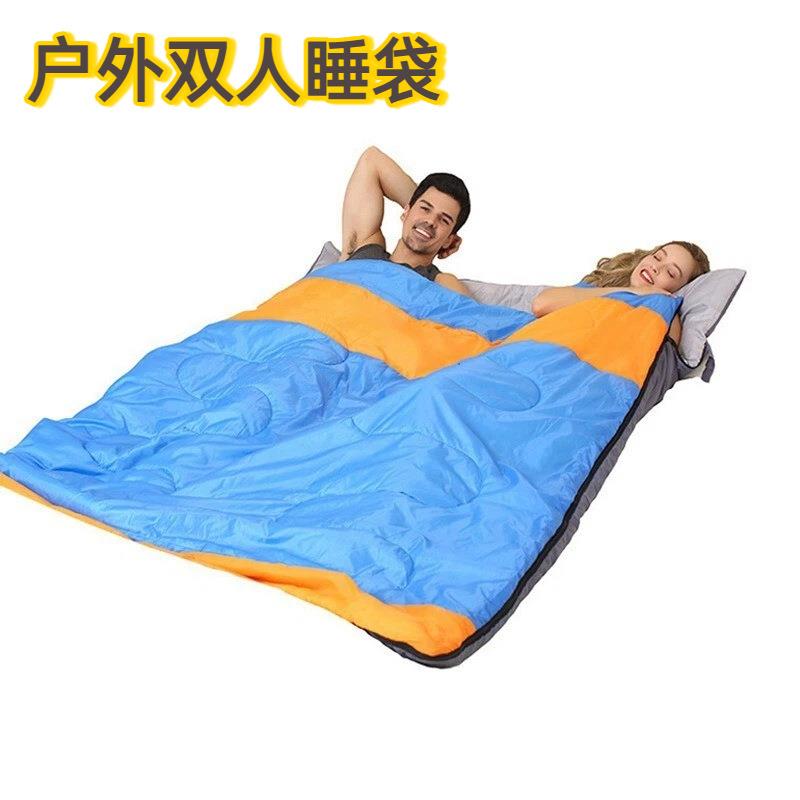 户外双人睡袋露营野营防泼水抗皱耐磨睡袋成人旅行保暖便携式被子