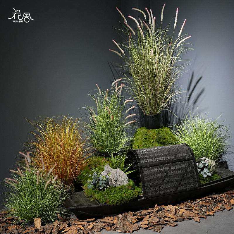 仿真绿植狗尾巴草假芦苇草落地盆栽装饰盆景室内客厅植物造景摆件