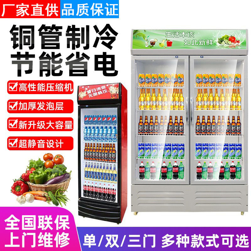 饮料冷藏展示柜保鲜柜啤酒饮料柜双开门冷藏柜冰柜商用冰箱立式