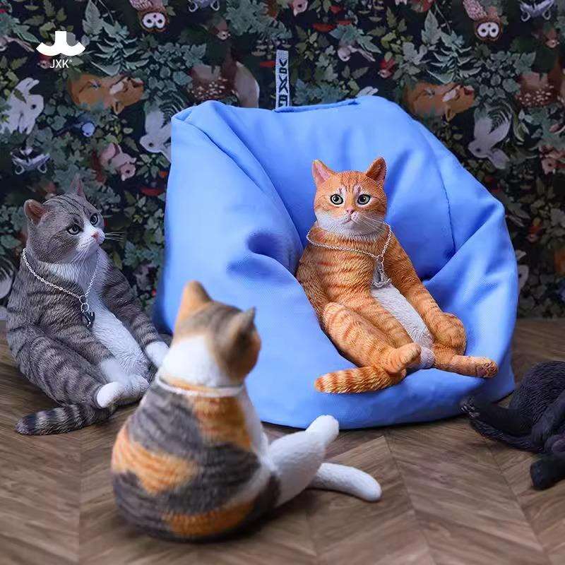 JXK懒猫9.0狸花橘猫咪摆件配沙发玩偶仿真小动物模型桌面饰品
