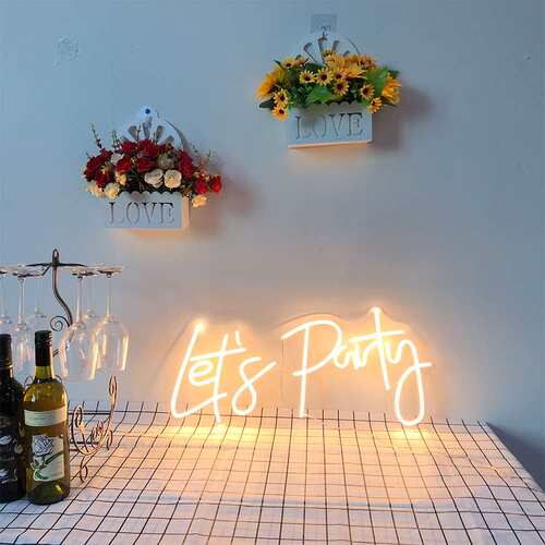霓虹灯制作Let'sParty发光字派对婚礼装饰灯led字母灯彩灯