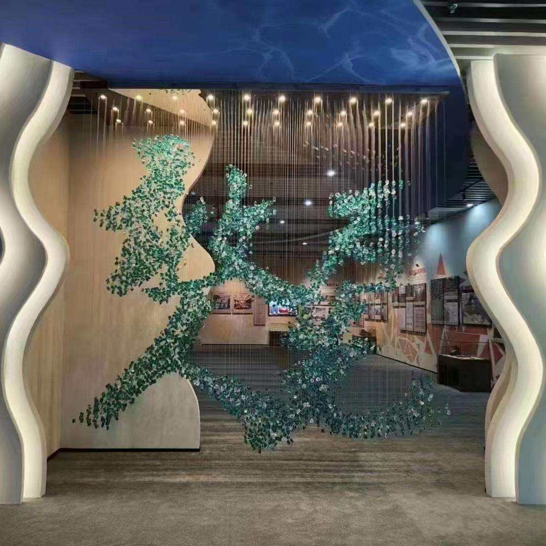 酒店大堂升级版水晶灯彩色水晶石头吊灯非标制造工程水晶灯