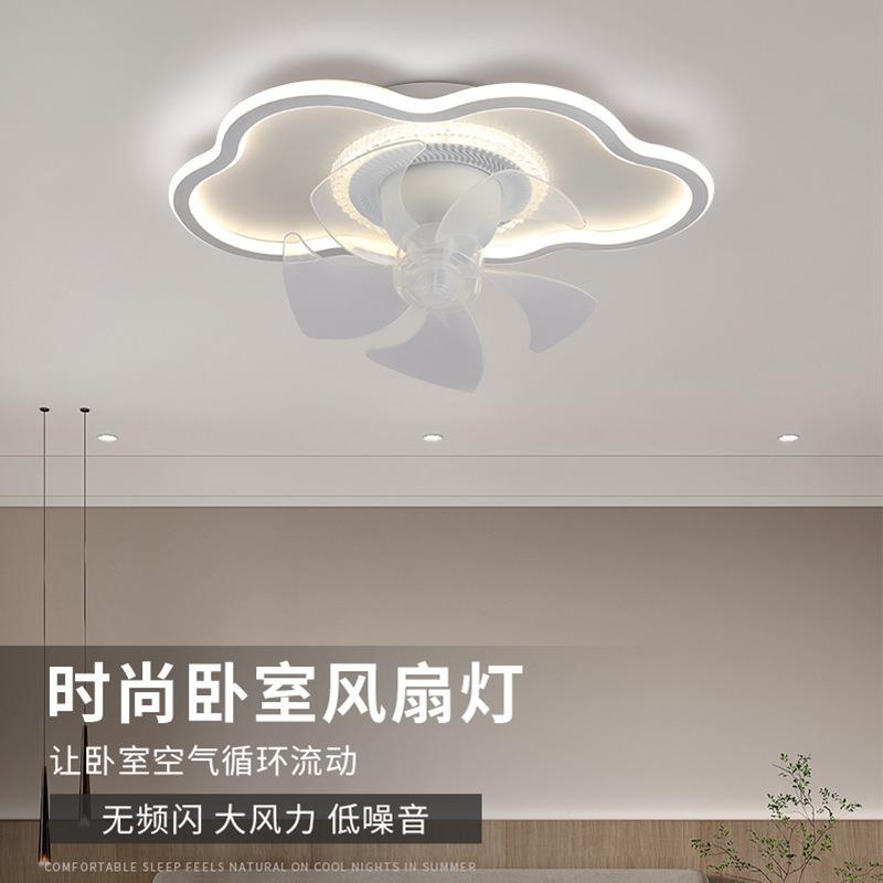 现代简约云朵形吸顶风扇灯温馨极简卧室客厅家装吊扇灯护眼房间灯图片
