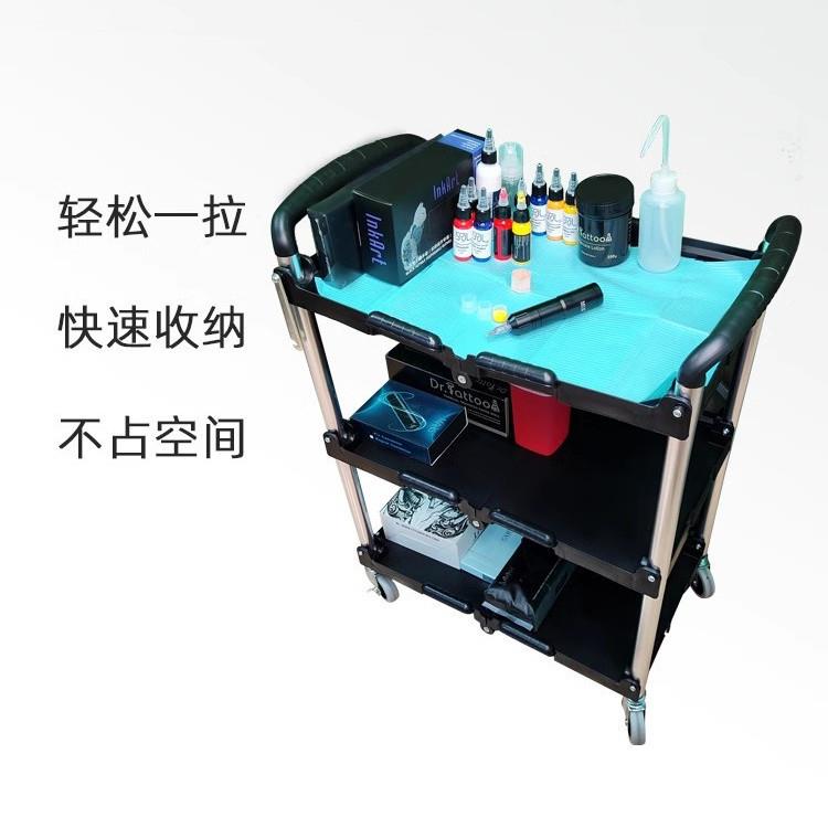 新款纹身器材纹身手推车展会三层可折叠收纳美观便捷工具车