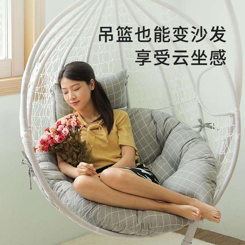 吊篮秋千坐垫鸟巢吊椅摇篮垫子单人雷达椅圆形靠垫地上藤椅垫加厚