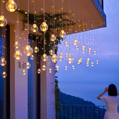 太阳能星光串防水庭院装饰灯户外阳台花M园景观圣诞气氛许愿球