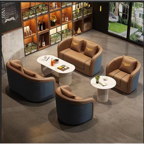 酒店沙发桌椅组合售楼处洽t谈小型咖啡厅卡座沙发酒店大厅接待沙