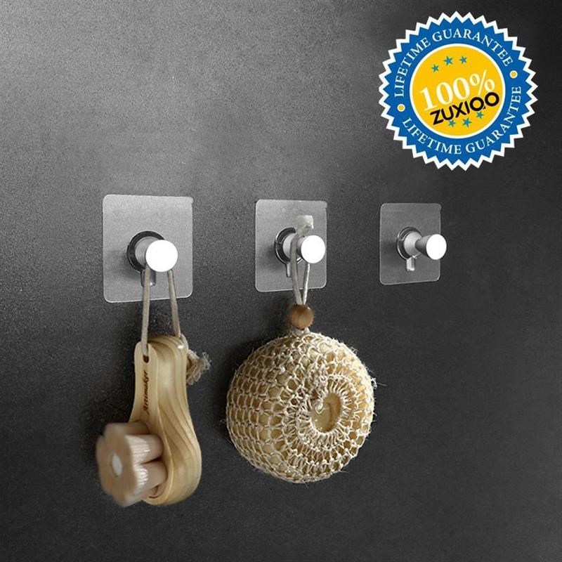 铝合金多功能免打孔挂钩 易装壁挂无痕螺丝贴浴室厨房X衣钩4个一