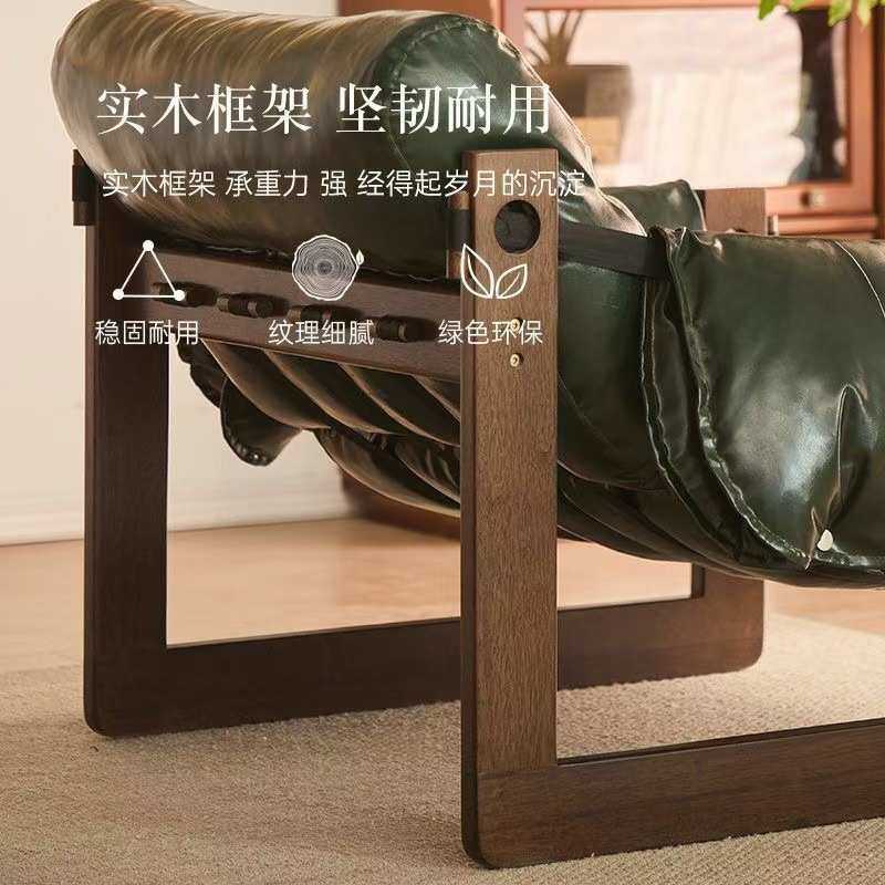 升级款羽绒垫单人小沙发泽西岛椅姹寂风沙发椅复古实木沙发