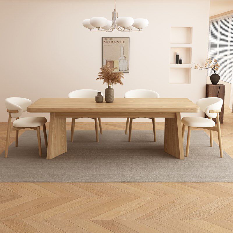 实木岩板餐桌原木奶油风2025新款下挂木纹北欧现S代简约家用高级