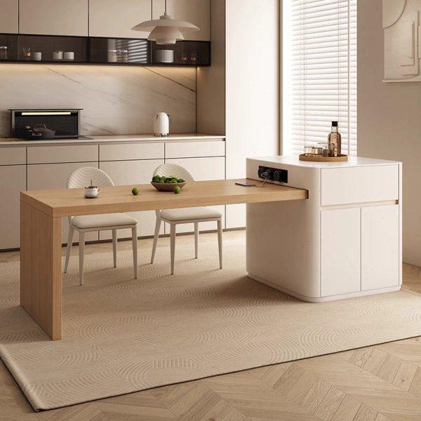 原木风岛台餐桌一体可伸缩端岩板导台加餐桌大小户型多功能家用,住宅家具,岛台餐桌,淘宝优惠券,粉丝福利购,淘宝优惠卷