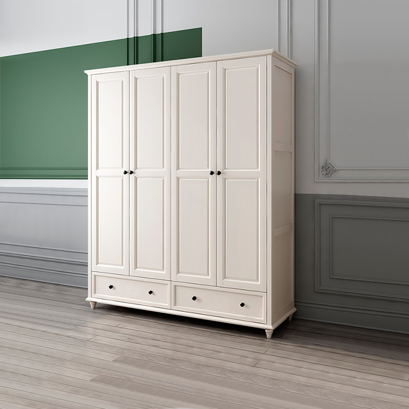 美式实木四门大衣柜家用卧室法式轻奢奶油风衣柜带抽小户型衣橱,住宅家具,独立衣柜,淘宝优惠券,粉丝福利购,淘宝优惠卷