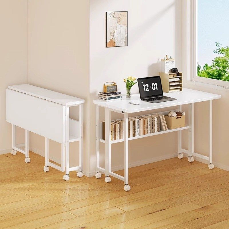 移动折叠床边桌简约家用卧室电脑桌书架一体小户型简易学习书桌子,住宅家具,床边桌,淘宝优惠券,粉丝福利购,淘宝优惠卷