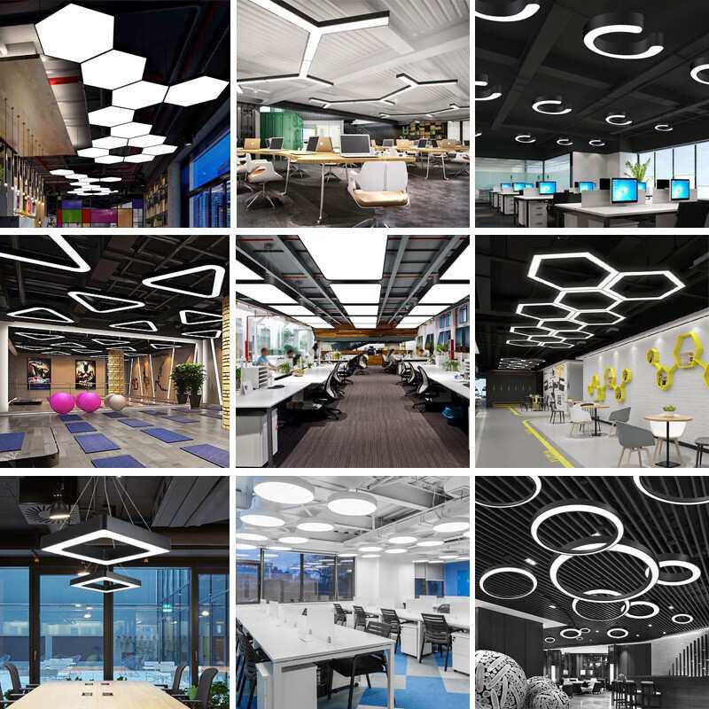 LED办公灯造型灯吊线灯空心实心圆形六边形Y型可拼接异形灯工业风