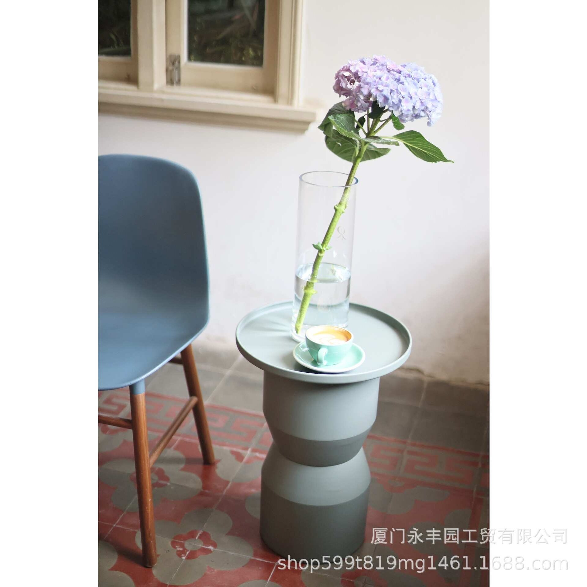嘻物所 设计开心果绿铁艺茶几简约沙发边几高款小户型边桌清新
