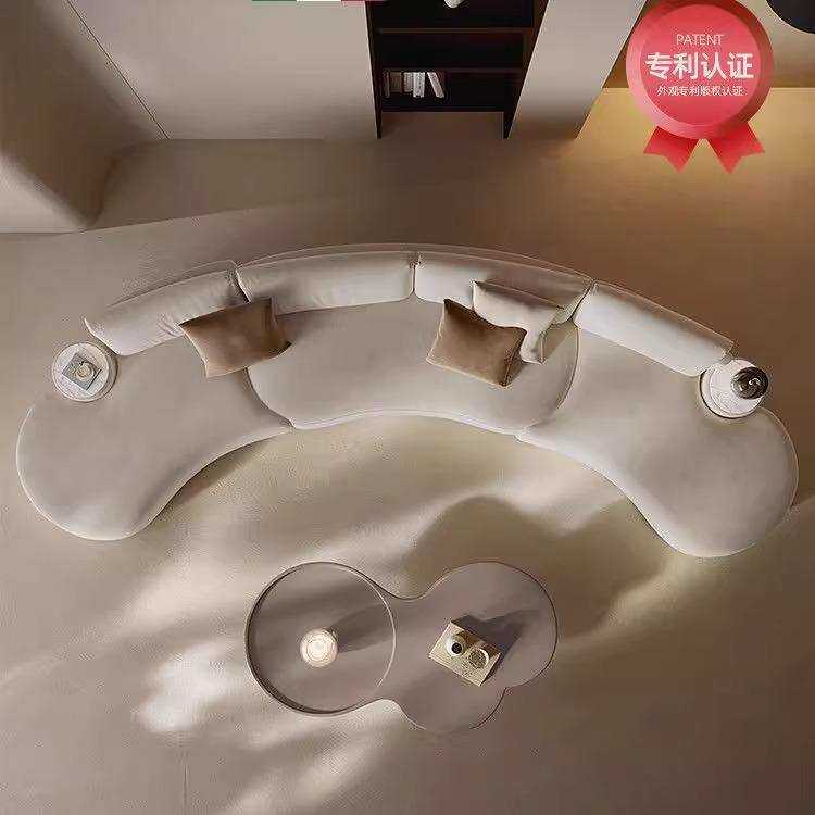 半圆组合客厅异形意式极简别墅大师设计多人位公共区域布艺大沙发