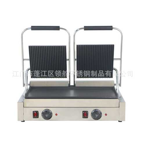 电热商用双压板不粘帕尼尼机双面烤肉机三文治机双头上坑扒炉813A