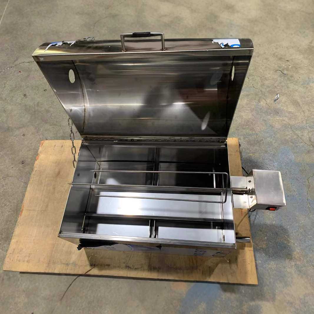 不锈钢电动旋转烧烤炉商业圆筒型自动翻串烤肠机折叠式户外烧烤炉