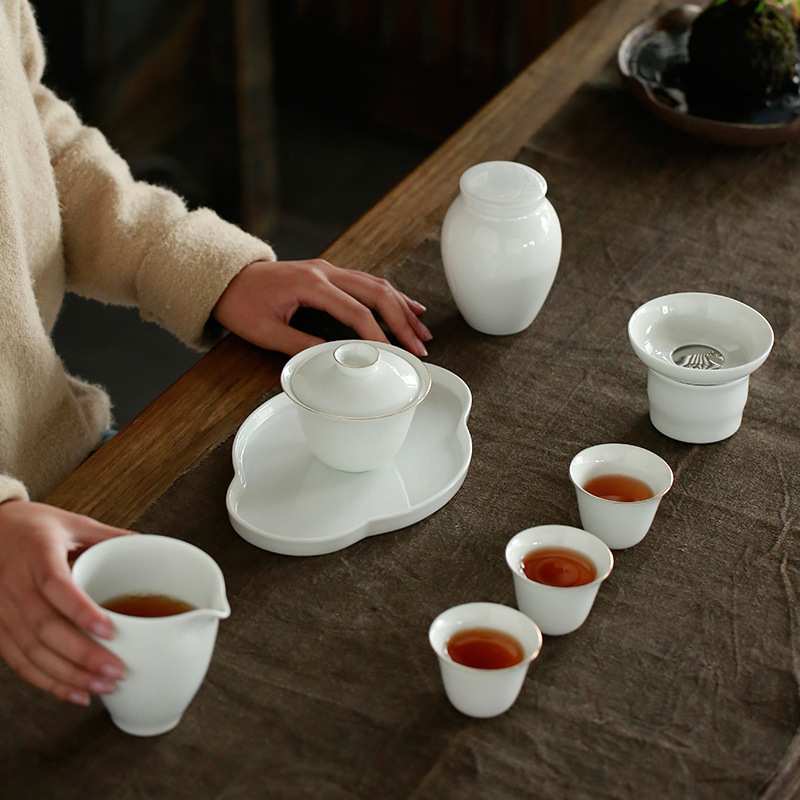 景德镇陶瓷日式干泡 托中式壶祥云干泡台壶承圆形茶具茶盘家用