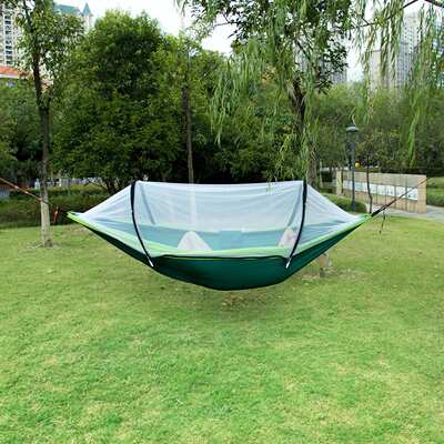 全自动速开吊床带蚊帐插扣款 户外单双人尼龙布露营吊床防蚊吊床