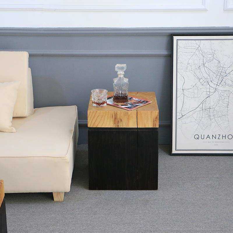 北欧原木沙发角几复古双色方形木墩边几创意民宿根雕树桩个性茶几,鲜花速递/花卉仿真/绿植园艺,其它园艺用品,淘宝优惠券,粉丝福利购,淘宝优惠卷