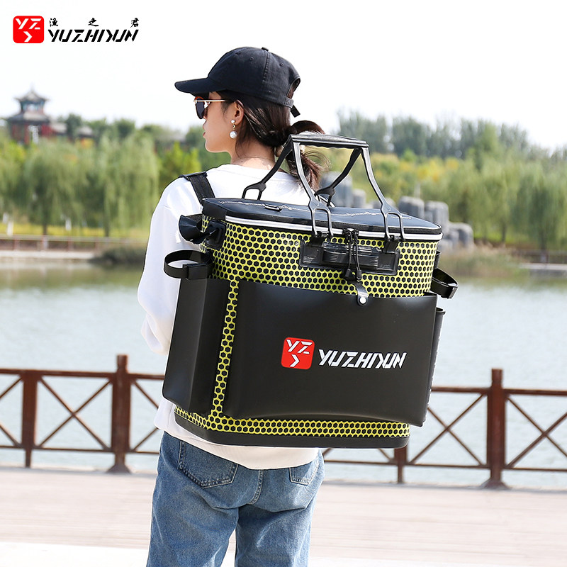 鱼护桶硬壳加厚活鱼桶一体成型装鱼桶鱼箱双肩背钓鱼桶拉杆钓箱