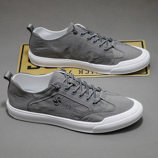 夏季 透气板鞋 男士 韩版 子潮流百搭帆布鞋 2020新款 休闲鞋 男 灰色男鞋