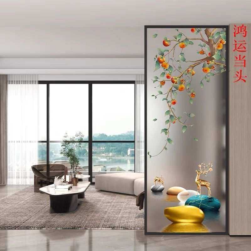 现代简约轻奢艺术玻璃屏风隔断半墙客厅遮挡入户玄关进门卧室