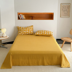 全棉色织双层纱单床单提花柔软家用双人单品100纯棉被单2024新款