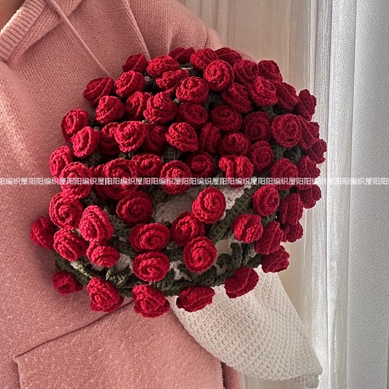 diy手工编织玫瑰花毯子花束材料包沙发抱毯教师节母亲节闺蜜礼物