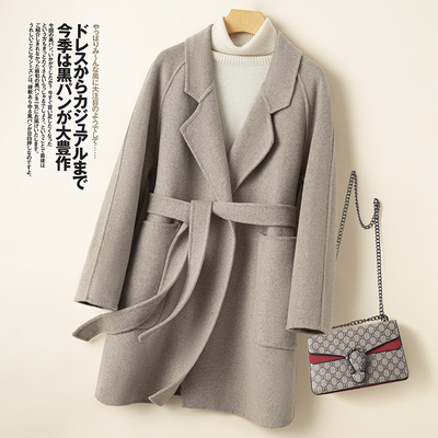 秋冬高端双面羊绒大衣女中长款加厚韩版新款小个子高档羊毛呢外套