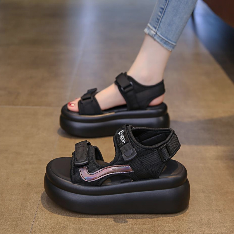 厚底增高凉鞋女夏季外穿2024年新款时尚配裙子松糕高跟软底沙滩鞋