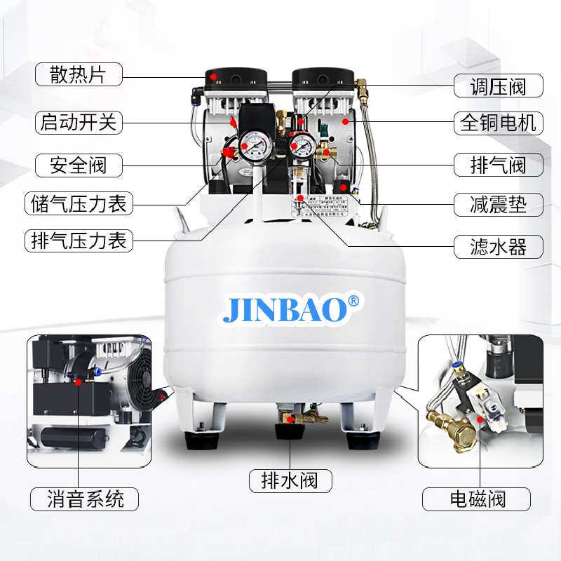 实验室空压机现货无油气泵超静音小型SLB35固定活塞式空气压缩机