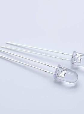 F3/F5白发冰蓝圆头超高亮暖白长脚 透明3/5mmLED发光二极管灯珠