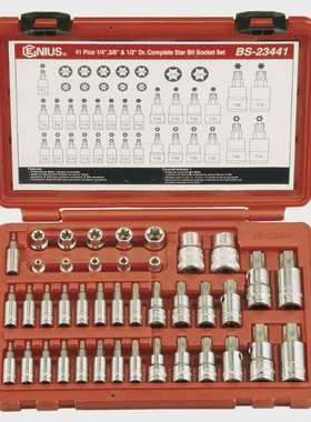 Genius天赋工具1/4″公制41件套手动星形及旋具套筒组BS-23441